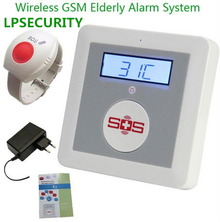 LPSECURITY GSM Senior Telecare, Wireless GSM SMS Home Security Alarm System with LCD Display SOS Call for Elderly Care